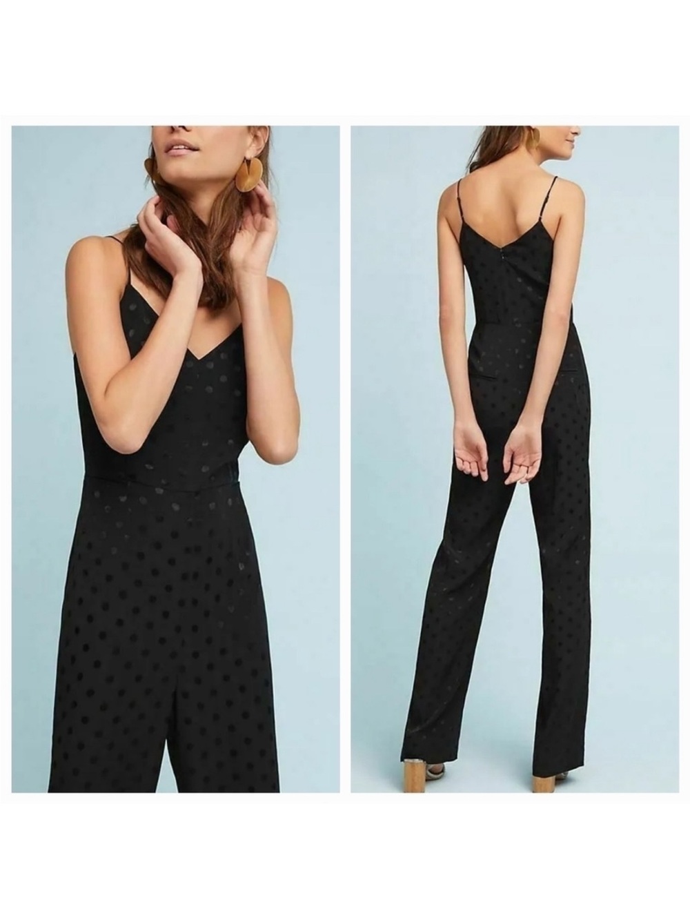 Anthropologie The Essential Polka Dot Jumpsuit in Black – Size 10